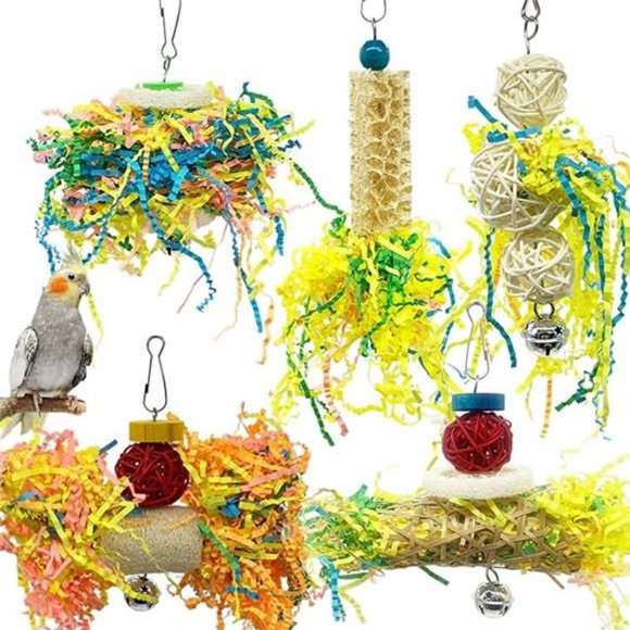 Bird Parrots Shredding Toys Parakeet Chewing Toys Bird Loofah Toys Parrot Cage - Picture 7 of 7
